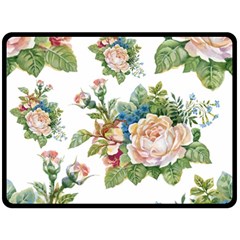 Vintage Flowers Fleece Blanket (large)  by goljakoff