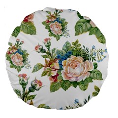 Vintage Flowers Large 18  Premium Round Cushions by goljakoff