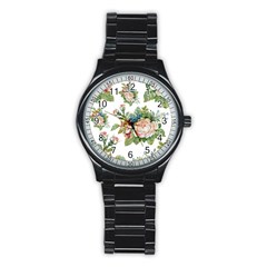 Vintage Flowers Stainless Steel Round Watch by goljakoff