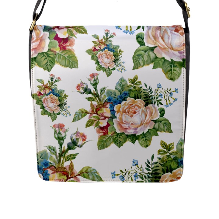 Vintage flowers Flap Closure Messenger Bag (L)