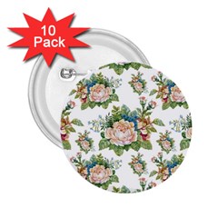 Vintage Flowers Pattern 2 25  Buttons (10 Pack)  by goljakoff