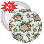 Vintage flowers pattern 3  Buttons (10 pack)  Front