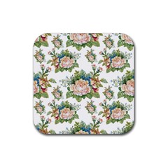 Vintage Flowers Pattern Rubber Coaster (square)  by goljakoff