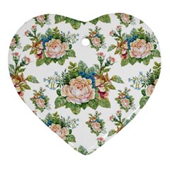 Vintage Flowers Pattern Heart Ornament (two Sides) by goljakoff