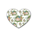 Vintage flowers pattern Rubber Coaster (Heart)  Front