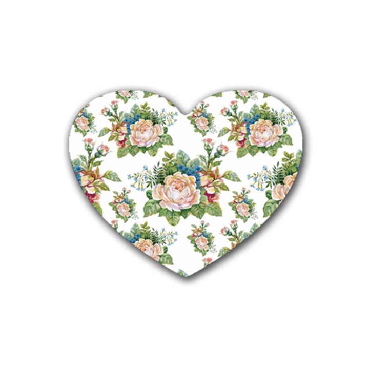 Vintage flowers pattern Rubber Coaster (Heart) 