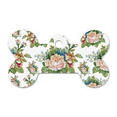 Vintage Flowers Pattern Dog Tag Bone (two Sides) by goljakoff