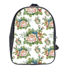 Vintage Flowers Pattern School Bag (large) by goljakoff