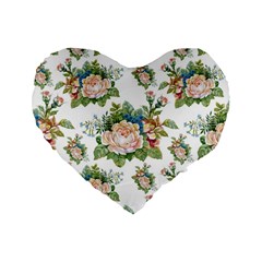 Vintage Flowers Pattern Standard 16  Premium Heart Shape Cushions by goljakoff