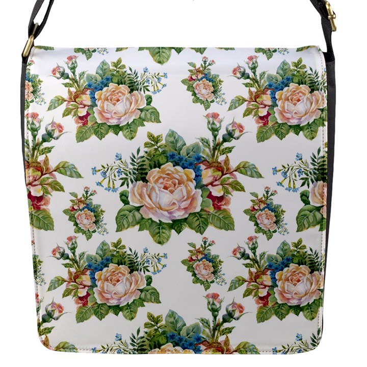 Vintage flowers pattern Flap Closure Messenger Bag (S)