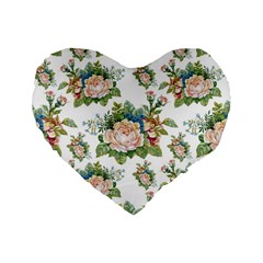 Vintage Flowers Pattern Standard 16  Premium Flano Heart Shape Cushions by goljakoff