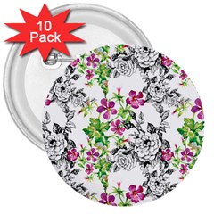 Flowers 3  Buttons (10 Pack)  by goljakoff