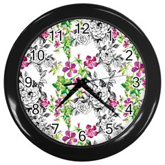 Flowers Wall Clock (black)