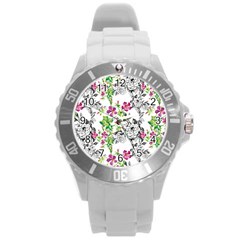 Flowers Round Plastic Sport Watch (l) by goljakoff