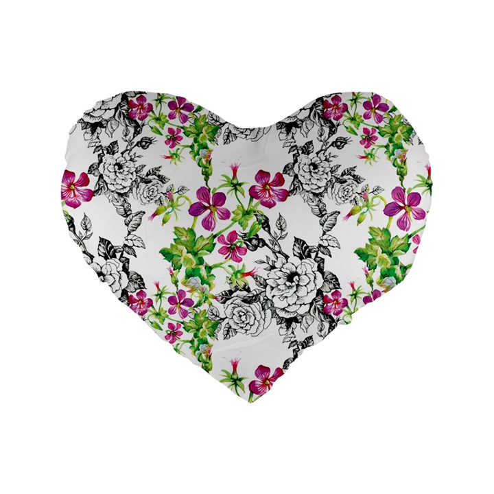 Flowers Standard 16  Premium Heart Shape Cushions