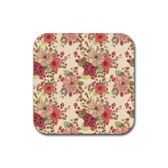 Vintage Garden Flowers Rubber Coaster (square)  by goljakoff