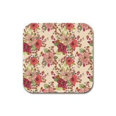 Vintage Garden Flowers Rubber Square Coaster (4 Pack)  by goljakoff