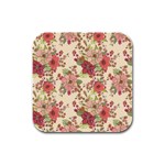 Vintage garden flowers Rubber Square Coaster (4 pack)  Front