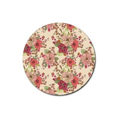 Vintage Garden Flowers Rubber Coaster (round)  by goljakoff