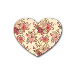 Vintage Garden Flowers Rubber Coaster (heart)  by goljakoff