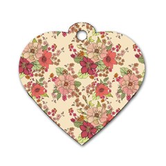 Vintage Garden Flowers Dog Tag Heart (one Side) by goljakoff