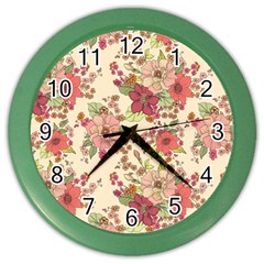 Vintage Garden Flowers Color Wall Clock by goljakoff