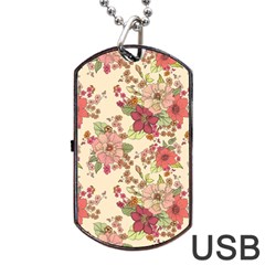 Vintage Garden Flowers Dog Tag Usb Flash (one Side) by goljakoff