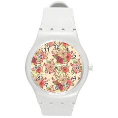 Vintage Garden Flowers Round Plastic Sport Watch (m) by goljakoff