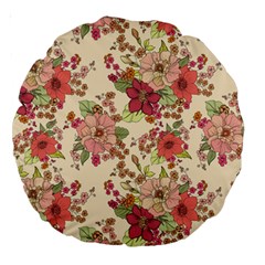 Vintage Garden Flowers Large 18  Premium Round Cushions by goljakoff