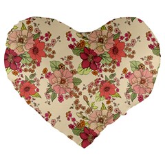 Vintage Garden Flowers Large 19  Premium Heart Shape Cushions by goljakoff