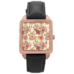 Vintage Garden Flowers Rose Gold Leather Watch  by goljakoff