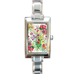 Summer Flowers Rectangle Italian Charm Watch by goljakoff