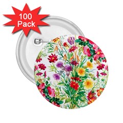 Summer Flowers 2 25  Buttons (100 Pack)  by goljakoff