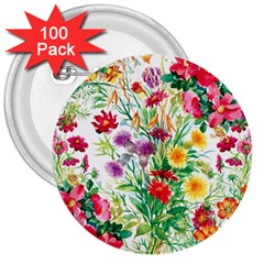 Summer Flowers 3  Buttons (100 Pack)  by goljakoff