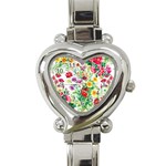 Summer flowers Heart Italian Charm Watch Front