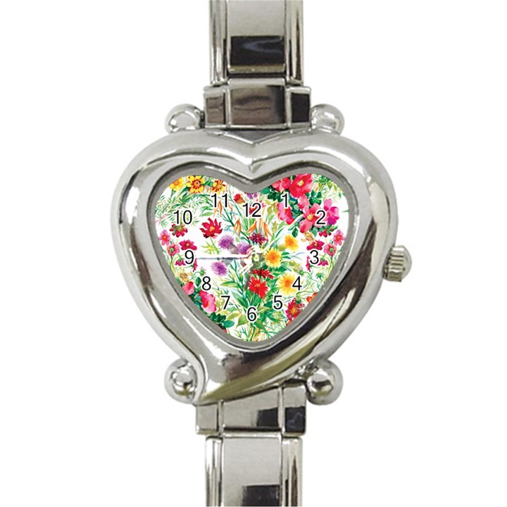 Summer flowers Heart Italian Charm Watch