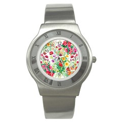 Summer Flowers Stainless Steel Watch by goljakoff