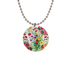 Summer Flowers 1  Button Necklace by goljakoff