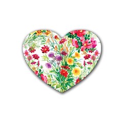 Summer Flowers Rubber Coaster (heart)  by goljakoff