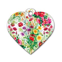 Summer Flowers Dog Tag Heart (one Side) by goljakoff