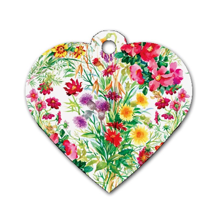 Summer flowers Dog Tag Heart (One Side)