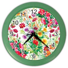 Summer Flowers Color Wall Clock by goljakoff