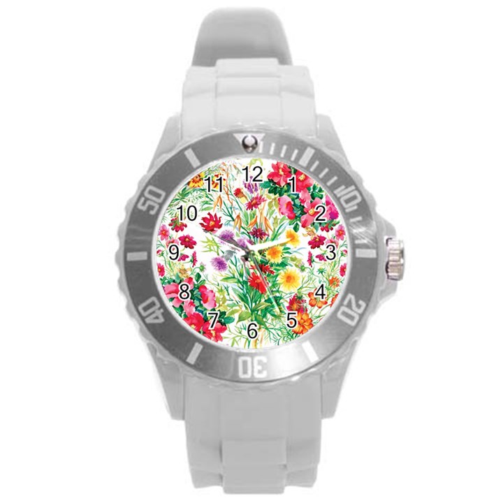 Summer flowers Round Plastic Sport Watch (L)