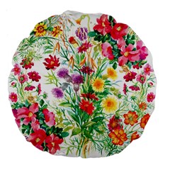 Summer Flowers Large 18  Premium Flano Round Cushions by goljakoff