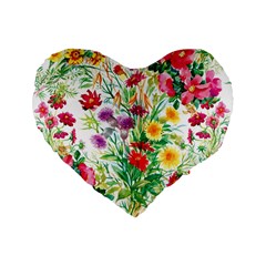 Summer Flowers Standard 16  Premium Flano Heart Shape Cushions by goljakoff