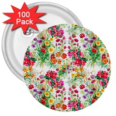 Summer flowers pattern 3  Buttons (100 pack) 