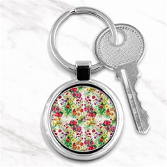 Summer Flowers Pattern Key Chain (round) by goljakoff