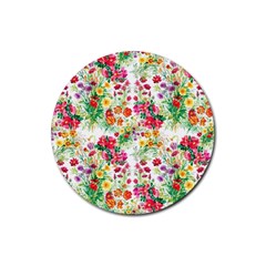 Summer Flowers Pattern Rubber Coaster (round)  by goljakoff