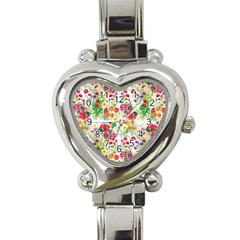 Summer Flowers Pattern Heart Italian Charm Watch by goljakoff