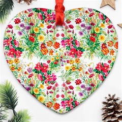 Summer flowers pattern Heart Ornament (Two Sides)